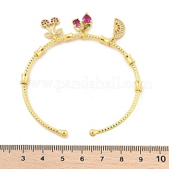 Bracelets à breloques en forme de fruits en laiton micro pavé de zircones cubiques pour femmes&nbsp;BJEW-Z089-01G-01
