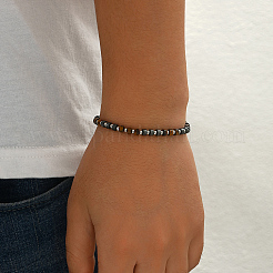 Braccialetti heishi con perline heishi in occhio di tigre naturale e catenelle terminali in acciaio inossidabile 201.&nbsp;OQ4301-1