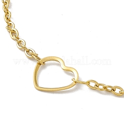 Bracelet de cheville à maillons en forme de cœur en acier inoxydable 304 plaqué sous vide PVD avec chaînes à maillons pour femme&nbsp;STAS-E001-24G