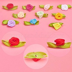 200 Stück 10 Farben Polyester-Rosenornamente&nbsp;DIY-GF0006-84