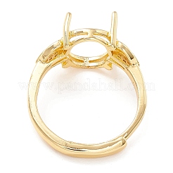 Componenti per anello solitario regolabile in ottone con zirconi cubici&nbsp;LS-KK-K266-08G