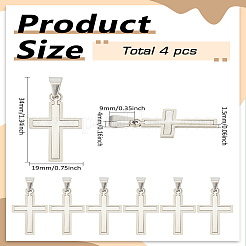4 pendentif croix personnalisé en acier inoxydable 201&nbsp;STAS-LP0002-62