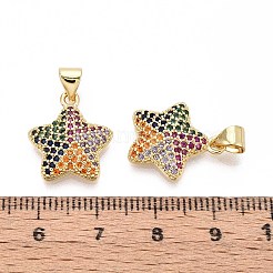 Pendentifs avec zircon cubiques à micro-pavés en laiton&nbsp;KK-T071-136G-01