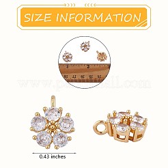 6 Stück klarer Zirkonia-Blumen-Charm-Anhänger Messing-CZ-Charme echter 18-karätiger vergoldeter Anhänger für Schmuck-Halsketten-Ohrring-Bastelarbeiten&nbsp;JX398A