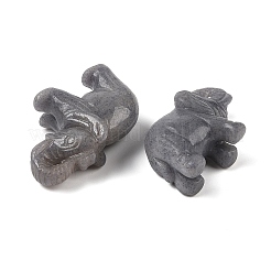 Décorations d'éléphant sculptées en aventurine bleue naturelle teinte et chauffée&nbsp;DJEW-M013-01A