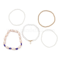 Ensemble de bracelets extensibles en verre et au chalumeau 5pcs 5 styles&nbsp;BJEW-JB09619-03