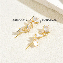 Aretes de latón con micro pavé de circonio cúbico para mujer&nbsp;CY3944