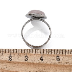Anillos de dedo de cuarzo rosa natural de media caña&nbsp;X-RJEW-M062-01P-17