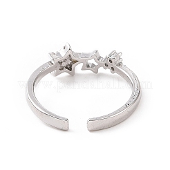 Bague de manchette ouverte en forme d'étoile évidée avec zircone cubique transparente&nbsp;RJEW-E072-23P