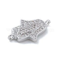 Placcatura in ottone micro pavé zirconi cubici trasparenti religione hamsa mano connettore ciondoli&nbsp;KK-A23410-053P
