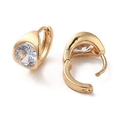 Boucles d'oreilles créoles en laiton doré clair avec micro pavé de zircones cubiques&nbsp;EJEW-C073-09A-KCG