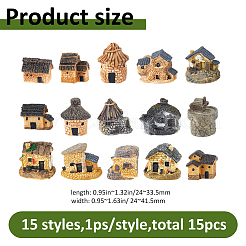 15 Stück 15 Stile Harz-Imitat-Steinhaus-Display-Dekorationen&nbsp;DJEW-FH0001-37