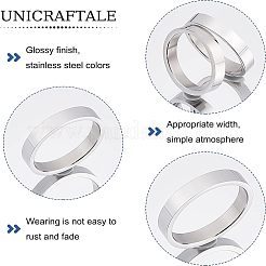 Anillo de dedo plano de acero inoxidable 304 de 5 estilos para hombres y mujeres&nbsp;RJEW-UN0001-14
