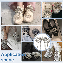 1 par de adornos para zapatos de imitación de perlas de plástico con forma de lazo&nbsp;DIY-FG0006-79