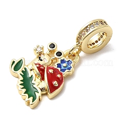 Messing mikro pflastern klare kubik zirkonia europäische baumeln charme&nbsp;KK-C137-19G