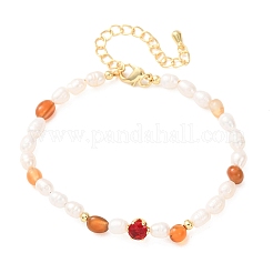 Bracelets en copeaux de cornaline naturelle et perles de riz naturelles&nbsp;GG-CBA3297-13G-A