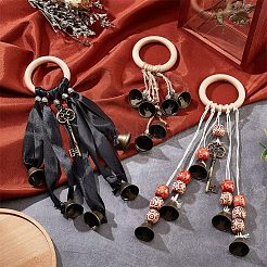 3 pendentif décoratif en forme de cloche de sorcière en alliage de 3 styles&nbsp;HJEW-OC0001-14