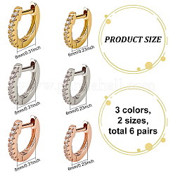 12 Stück 6 Stile Messing Micro Pave klare Zirkonia Creolen&nbsp;EJEW-AN0004-59