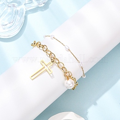 2 set di 2 bracciali con maglie in acciaio inossidabile chirurgico 316 e perle finte in plastica e braccialetti con ciondoli in acciaio inossidabile 304 per donna&nbsp;BJEW-JB12423