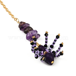 Decorazioni pendenti con perline di vetro e turchese sintetico tinto a tema Halloween&nbsp;HJEW-MZ00282-06