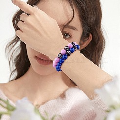 Mittelgroßes Orchideenarmband aus natürlicher gelber Jade mit runden Perlen&nbsp;BJEW-SW00077-04