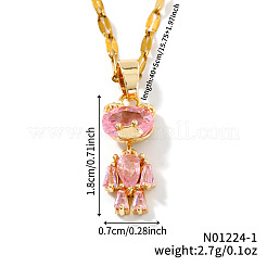 Colliers avec pendentif ours brillant en laiton et zircone cubique pavée&nbsp;OM9816-1