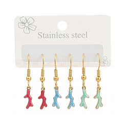 Ocean Serie 304 Edelstahl Emaille Ohrhänger&nbsp;LS-EJEW-K017-01G-G