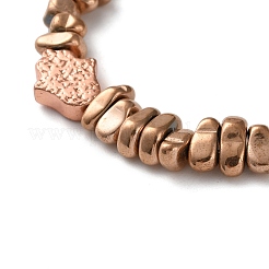 Pulseras elásticas de chips de hematita no magnéticos galvanizados para hombres y mujeres&nbsp;BJEW-G728-04
