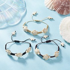 3 Stück 3-farbig gefärbte synthetische türkisfarbene Schildkröten-Armbänder mit geflochtenen Perlen für Kinder&nbsp;BJEW-JB09407