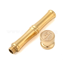 Goldfarbener Wachssiegel-Stempelkopf aus Messing mit bambusstabförmigem Griff&nbsp;LS-STAM-K001-05G-F