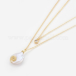 Natürliche Barockperle Keshi Perle gestufte Halsketten&nbsp;NJEW-JN02255-03