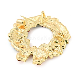 Weihnachtsthema goldene Zinklegierung mit Strassbroschen&nbsp;JEWB-B018-01G-02