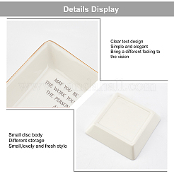 Porta anello quadrato in porcellana&nbsp;DJEW-WH0013-016