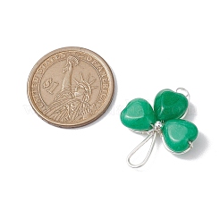Pendentifs en trèfle en jade naturel malaisien teint&nbsp;PALLOY-JF02785-04