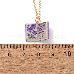 Collane da donna con ciondolo a forma di libro in ottone smaltato&nbsp;KK-CBAF5B9-01G-02