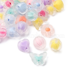 100 Stück 5 Stile mattierte transparente Acrylperlen&nbsp;OACR-FP0001-22