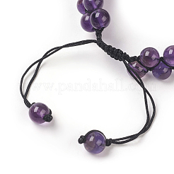 Bracelets de perles tressées d'améthyste naturelle réglables&nbsp;BJEW-E351-01F