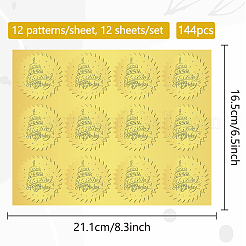12 Blatt selbstklebende Aufkleber mit Goldfolienprägung&nbsp;DIY-WH0451-023
