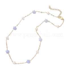 Colliers en agate dentelle bleue synthétique en forme d'étoile&nbsp;NJEW-JN05687-02