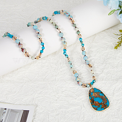 Colliers pendentifs en forme de larme en jaspe impérial synthétique teinté&nbsp;NJEW-WH20816-003