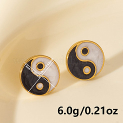 Orecchini a bottone ying yang in acciaio inossidabile 304&nbsp;PW-WGDE3E0-02