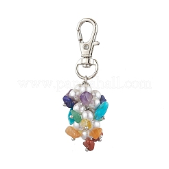 Natürlicher Citrin & roter Jaspis & Lapislazuli & Amethyst & synthetischer Türkis & roter Aventurin & grüne Aventurinsplitter & Muschelperlen-Anhängerdekorationen&nbsp;HJEW-JM02965