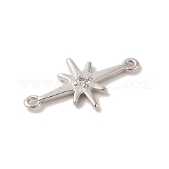 Ciondoli per connettori in zirconia cubica trasparenti in ottone placcato a cremagliera&nbsp;KK-Z047-09P-RS