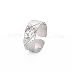 Bague ouverte texturée en acier inoxydable 304 anti-ternissement pour femme&nbsp;RJEW-S405-165P
