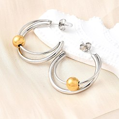 Boucles d'oreilles à tige bicolores en acier inoxydable 304&nbsp;EJEW-S263-02GP