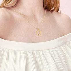 1 collar con colgante de letra de acero inoxidable 304&nbsp;NJEW-LP0001-38Q-G