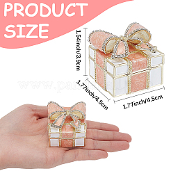 Quadratische Schleife Legierung Emaille mit Kristall Strass Schmuck magnetische Aufbewahrungsboxen&nbsp;CON-SP0001-32A