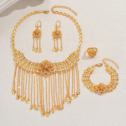 Legierung hohle Blume Quaste Armbänder & Ohrringe & Halsketten & Ringe Sets für Frauen&nbsp;LH7675