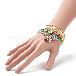 Set di braccialetti elastici con perline in vetro stile 7 pz 7&nbsp;BJEW-JB09001