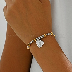 Braccialetti con ciondolo a forma di cuore in acciaio inossidabile 201 con San Benedetto&nbsp;WP9367-2
